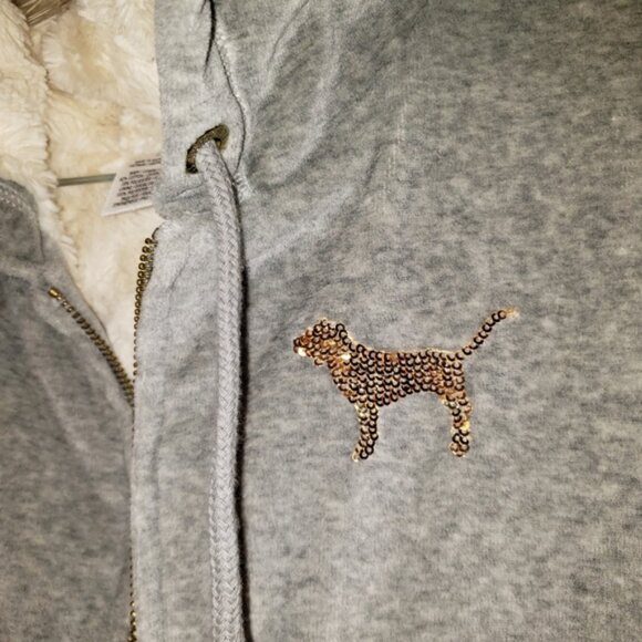 Victoria's Secret LOVE PINK Seqin Hoodie, Velour L - Picture 3 of 8